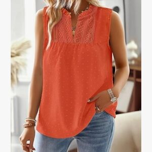 Falechay Sleeveless v Neck Orange Top